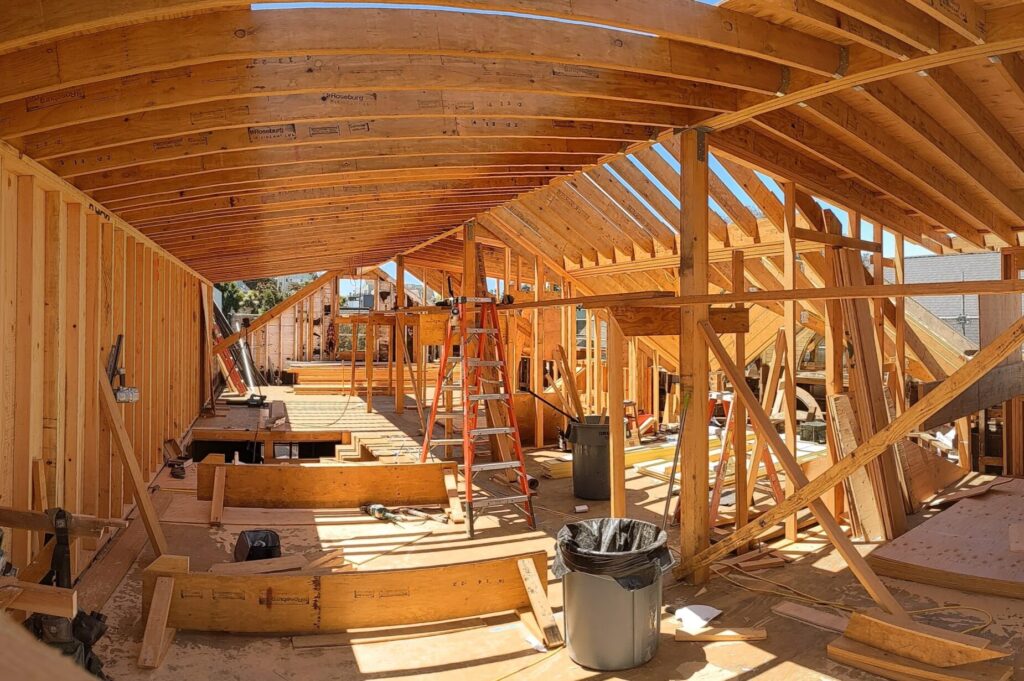 image of a third floor in framing stage
